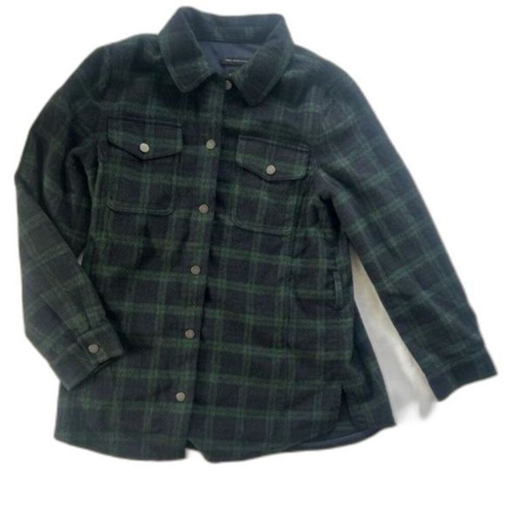 Talbots Wool Blend Snap Up Shacket Size M Blue Green